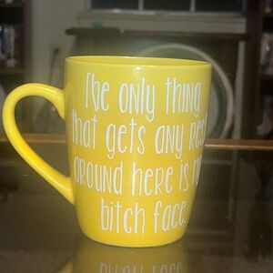 Funny, yellow coffee mug